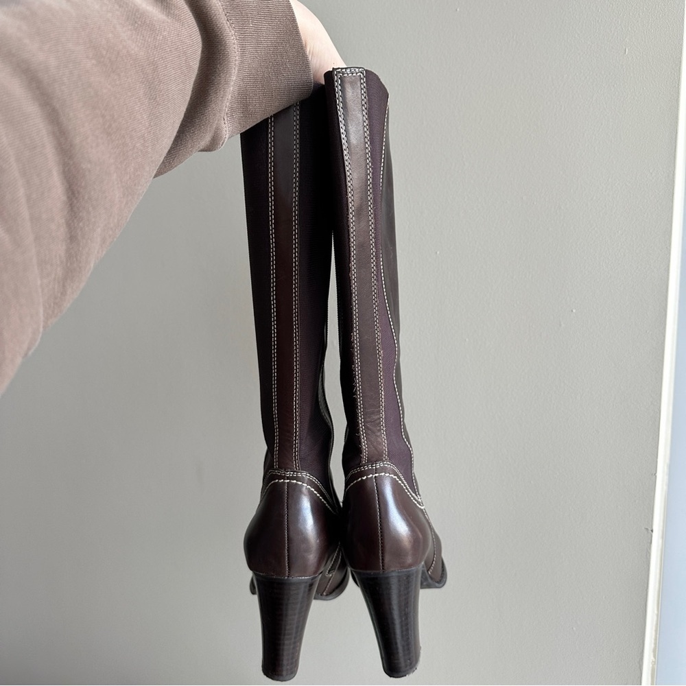 Franco Fortini Women Donna Mid-Calf Heeled Leather Boots, Y2K, Brown, Size 7.5M - Picture 5 of 16